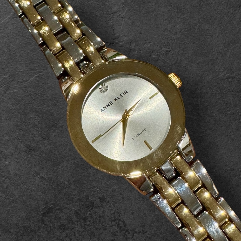 Anne Klein Diamond Two-Tone Gold and Silver Watch